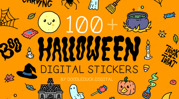 Cute spooky halloween digital stickers