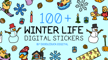Duckies winter life digital stickers