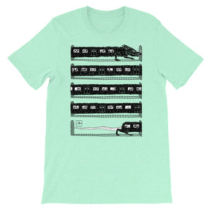 Rat Train by Jeff Prymowicz printed on Heather Mint Bella + Canvas Tshirt